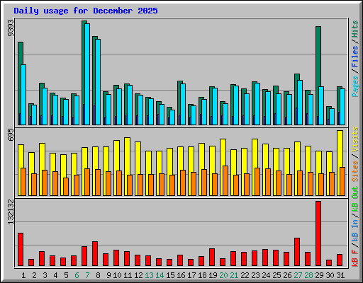 Daily usage for December 2025